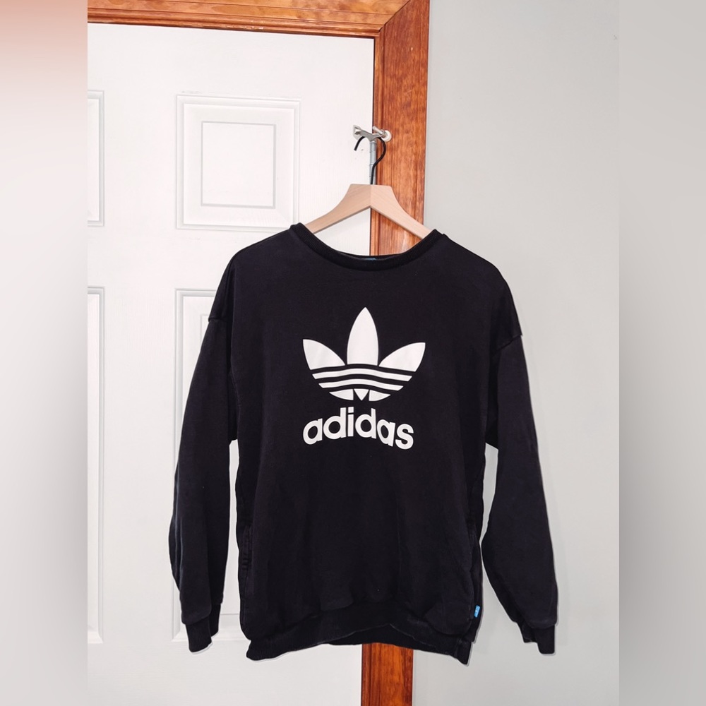 Adidas Black Trefoil Logo Crew Neck